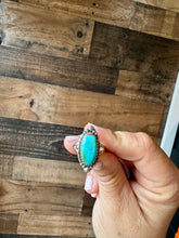 Load image into Gallery viewer, Ring size 7 &amp; 8.5- long kingman turquoise and sterling silver
