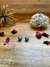 Load image into Gallery viewer, Kingman Turquoise Stud Earrings – Sterling Silver, Native Made, USA
