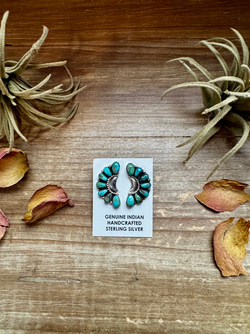 Half Cluster Earrings – Turquoise & Sterling Silver