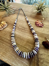 Load image into Gallery viewer, 22 Inch purple Wampum shell and sterling silver pearls
