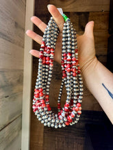 Load image into Gallery viewer, 19 inch 8 mm Sterling Silver Pearls necklace with Red Spiny
