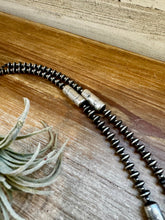 Load image into Gallery viewer, Sterling silver pearls - 28 inch - with barrel beads

