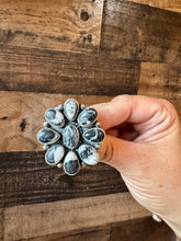 Load image into Gallery viewer, Cluster ring - size 8.5 - White Buffalo Ring - sterling silver
