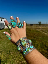 Load image into Gallery viewer, Round ring- size 6.5 - Sonoran Gold turquoise ring and sterling silver
