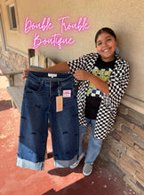 Load image into Gallery viewer, GIRLY GIRL WOMENS BOW TUMMY CONTROL JEANS BY RISEN- DARK WASH
