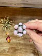 Load image into Gallery viewer, Cluster Ring- Adjustable - Pink opal and sterling silver
