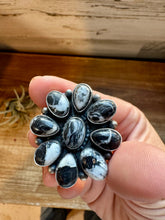 Load image into Gallery viewer, Cluster ring - size 8.5 - White Buffalo Ring - sterling silver
