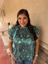 Load image into Gallery viewer, WILD CHARM TURQUOISE TOP
