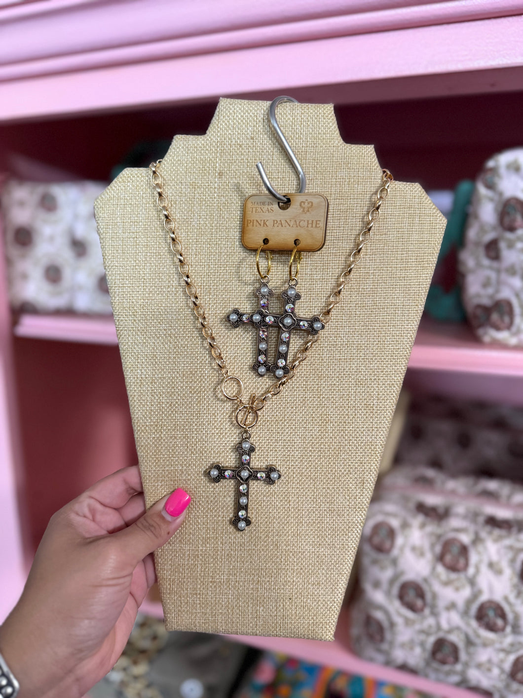 Pink Panache Gold Cross Set