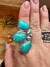 Load image into Gallery viewer, MJ collection - 3 turquoise stone ring - adjustable - sterling silver
