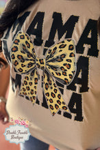 Load image into Gallery viewer, Mama Leopard Bow Rhinestone Tee
