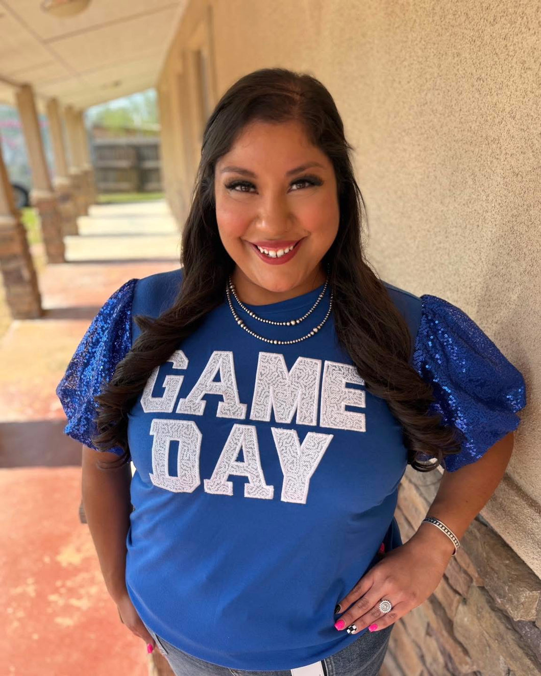 Game Day Show Off Top- Blue