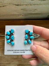 Load image into Gallery viewer, Big Cluster stud earrings - sterling silver and turquoise
