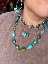 Load image into Gallery viewer, 16 inch Blue turquoise and sterling silver pearl
