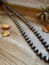 Load image into Gallery viewer, 30 inch graduated 12 mm Sterling Silver Pearls hoop necklace
