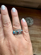 Load image into Gallery viewer, Band Ring - Size 7 - Pink Dahlia &amp; sterling silver
