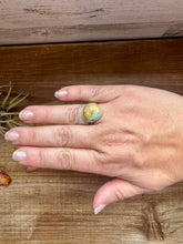Load image into Gallery viewer, Small Ring - Size 8 1/2 - Ribbon Turquoise &amp; Sterling Silver
