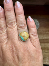 Load image into Gallery viewer, Small Ring - Size 8 1/2 - Ribbon Turquoise &amp; Sterling Silver
