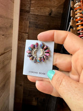 Load image into Gallery viewer, Half Cluster Earrings – Pink Dahlia &amp; Sterling Silver
