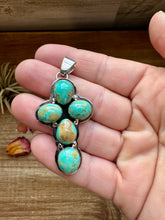Load image into Gallery viewer, Cross Pendant - Kingman Turquoise &amp; Sterling Silver
