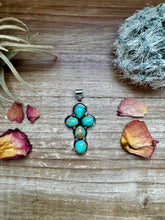 Load image into Gallery viewer, Cross Pendant - Kingman Turquoise &amp; Sterling Silver
