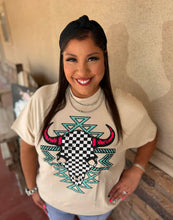Load image into Gallery viewer, Checkered Bull Skull Tee
