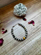 Load image into Gallery viewer, 8 mm Sterling Silver Pearls bracelet with bumblebee jasper beads
