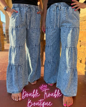 Load image into Gallery viewer, LAYLAH WIDE LEG RUFFLE PANTS- Light Wash
