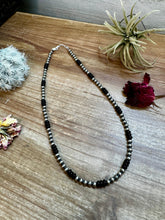Load image into Gallery viewer, 18 Inch 5 mm Sterling Silver Pearls necklace with Black Onyx

