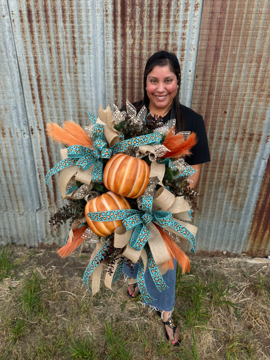 Rust Pumpkins Super Lux Wreath