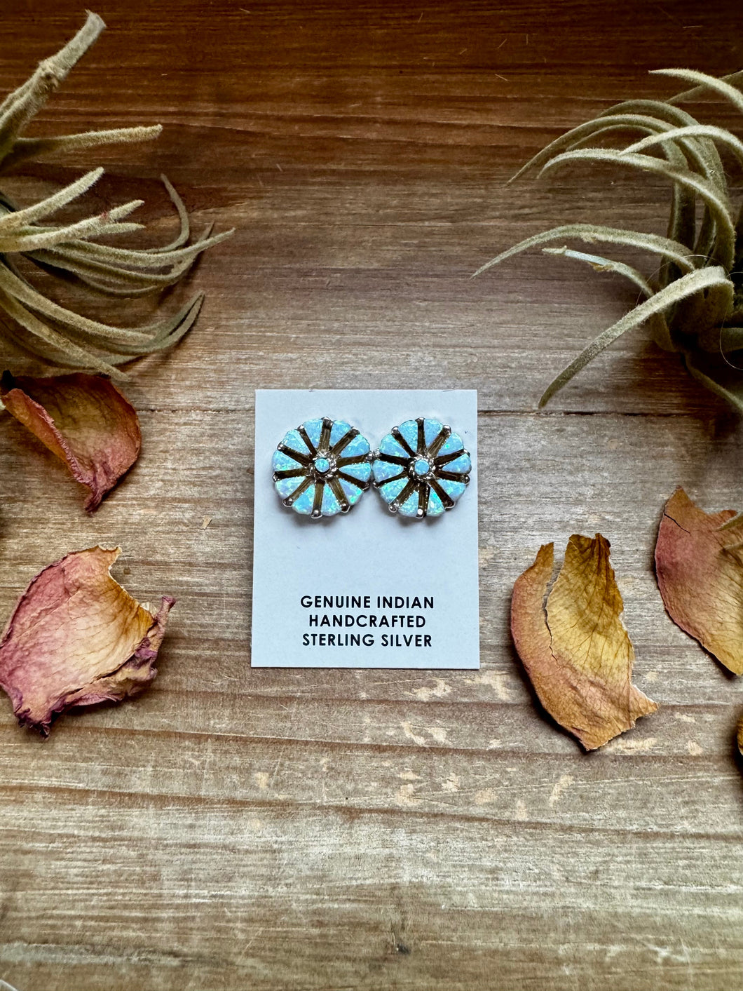 Cluster Earrings – White Opal & Sterling Silver