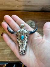 Load image into Gallery viewer, Big Antler longhorn with  turquoise pendant II
