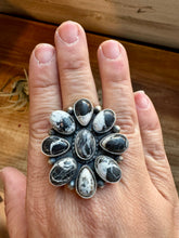 Load image into Gallery viewer, Cluster ring - size 8.5 - White Buffalo Ring - sterling silver
