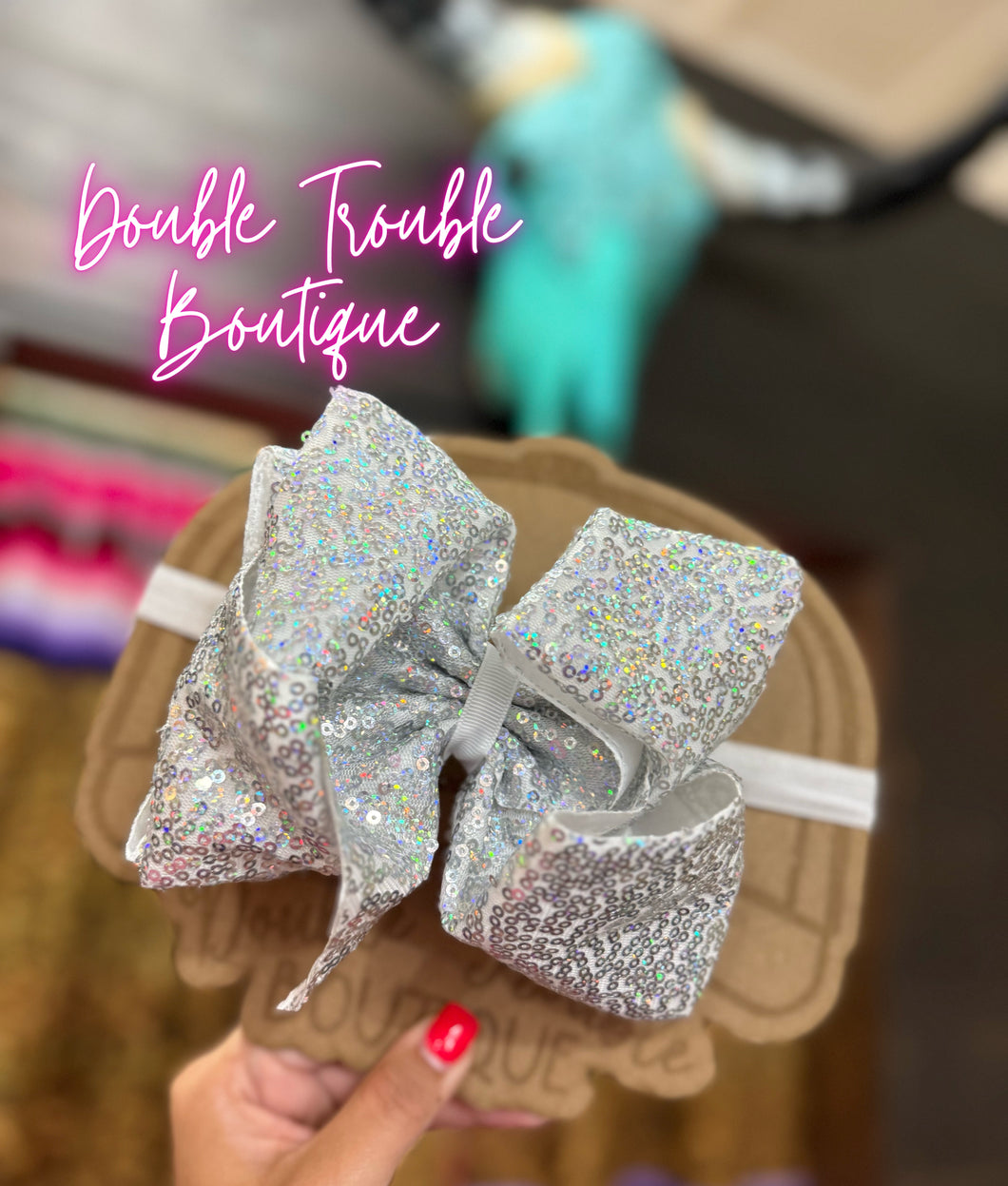 SILVER SEQUIN DOUBLE STACK BABY HEADWRAP