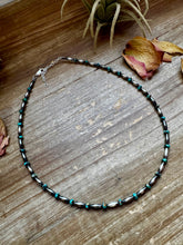 Load image into Gallery viewer, 14.5-Inch Turquoise Rondelle &amp; Sterling Torpedo Bead Choker
