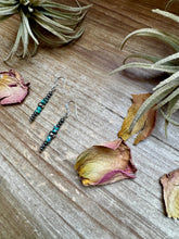 Load image into Gallery viewer, Short Turquoise Rondelle Earrings with Sterling Silver Beads
