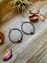 Load image into Gallery viewer, Smaller Sterling Silver Pearls Hoops with Mohave
