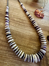 Load image into Gallery viewer, 22 Inch purple Wampum shell and sterling silver pearls
