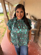 Load image into Gallery viewer, WILD CHARM TURQUOISE TOP
