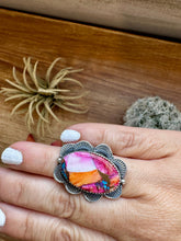 Load image into Gallery viewer, Oval rings - adjustable -Dahlia ring and sterling silver
