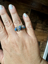 Load image into Gallery viewer, Band Ring - Size 8 - Purple Dahlia &amp; sterling silver
