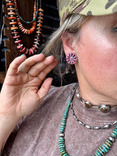 Load image into Gallery viewer, Cluster Earrings – Dark Pink Opal &amp; Sterling Silver
