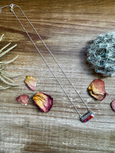 Load image into Gallery viewer, Bar Necklace Pink Dahlia &amp; Sterling Silver
