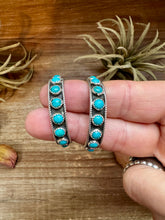 Load image into Gallery viewer, Snake Eye Hoop Earrings – Kingman Turquoise &amp; Sterling Silver
