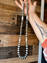 Load image into Gallery viewer, Sterling silver pearls - 30 inch with barrel beads
