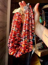 Load image into Gallery viewer, BE BOLD - 22-Inch Spiny Oyster &amp; Wampum Statement Necklace with Sterling Silver Pearls
