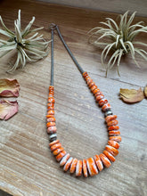 Load image into Gallery viewer, 22 inch graduated orange spiny necklace with Sterling silver pearls
