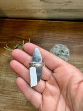 Load image into Gallery viewer, Long Ring - size 8 - sterling silver with bumblebee jasper
