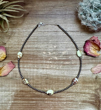 Load image into Gallery viewer, 5 Magnesite Lemon Turquoise Choker And Sterling Silver Pearls
