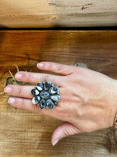Load image into Gallery viewer, Cluster ring - size 8.5 - White Buffalo Ring - sterling silver
